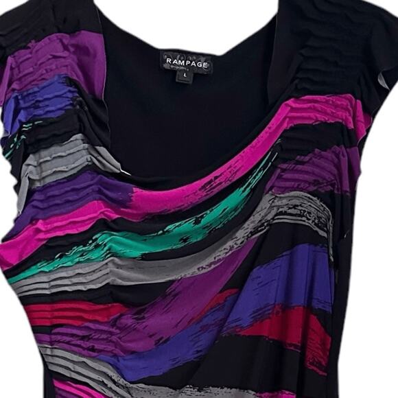 Rampage Women Large Bodycon Dress Multicolor RuchedAbstract Print Party Stretch - Picture 5 of 14